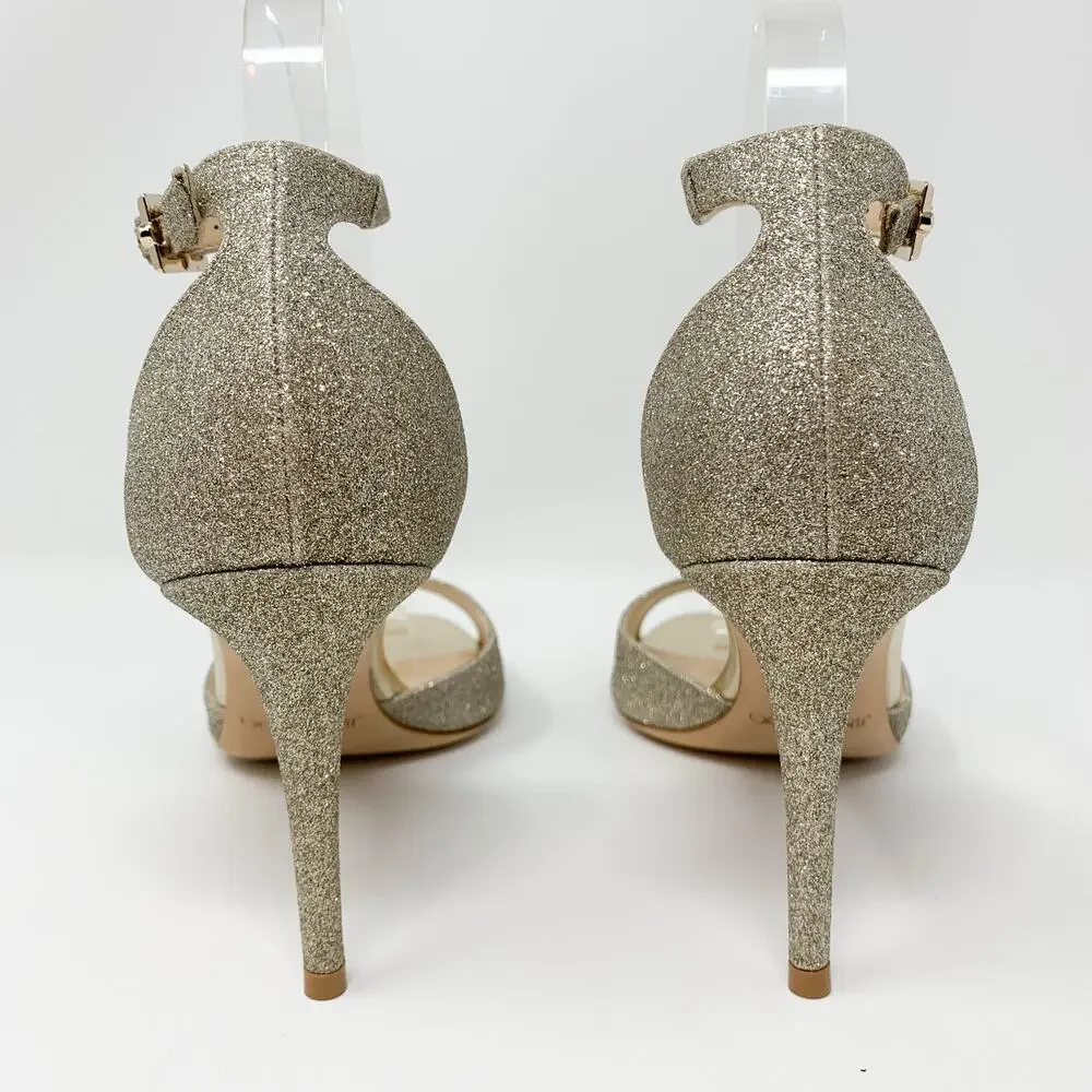 Jimmy Choo Annie 85 Platinum Ice Glitter Heels EU 40